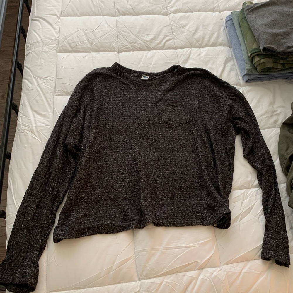 Cropped Waffle Knit Pajama Shirt